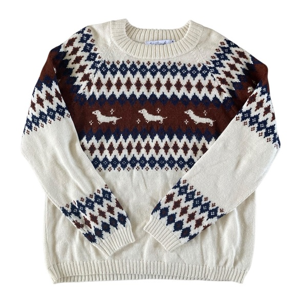 Rachel Antanoff Intarsia Knit Alpaca Wool Hot Dog Fair Isle Sweater NWOT - Picture 4 of 11